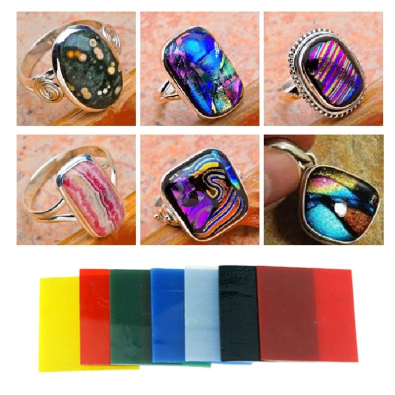 7pcs Unique Glass Sheets Accessories Stained Glass for DIY Crafts and Jewelry Projects In Microwave Kiln Fusing
