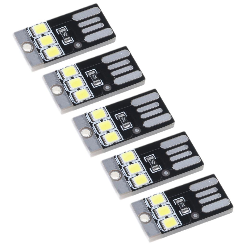 5Pcs Mini Pocket Card USB Power LED Keychain Night Light 0.2W USB LED Bulb Book Light for Laptop PC Powerbank
