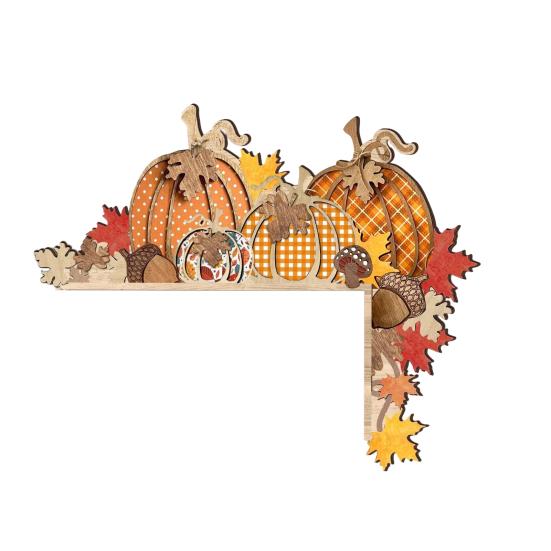 Autumn Pumpkin Door Corner Decoration Maple Pinecone Pumpkin Wooden Door