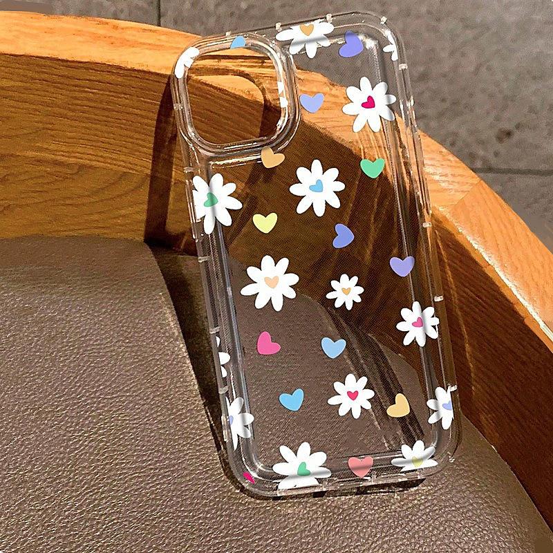 Ins Cute Cartoon Flowers Print Clear Case For Samsung A54 5g Case S24 Ultra A32 A52 A34 5g A53 A23 A55 S23 S22 S20 S21 FE Cover