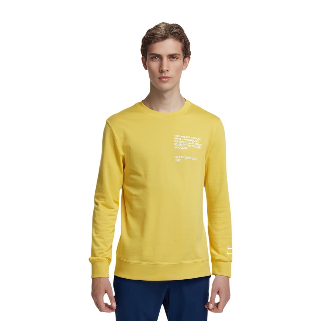 Nike Sweatshirts Men's Yellow Crew Neck Moderate Regular CU4035-761
