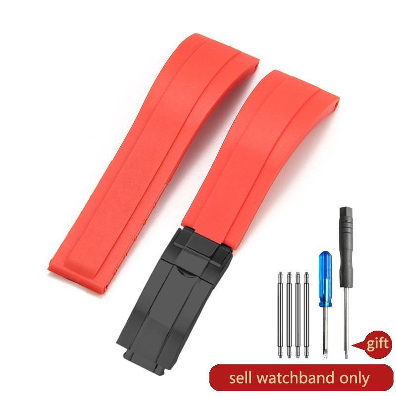 Paski do zegarka Daytona Yacht Log Czarny Zielony Water Ghost Zakrzywione zakończenie 20mm Silikonowy Wypukły Interfejs Czerwony Niebieski Pasek do zegarka