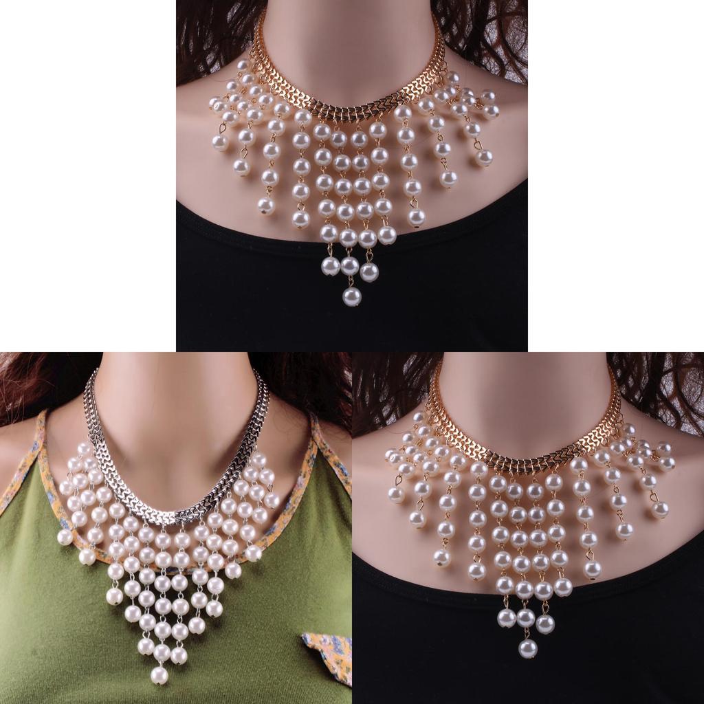 Pearl Necklace For Women Geometric Multilayer Vintage Fashion Jewelry Gift