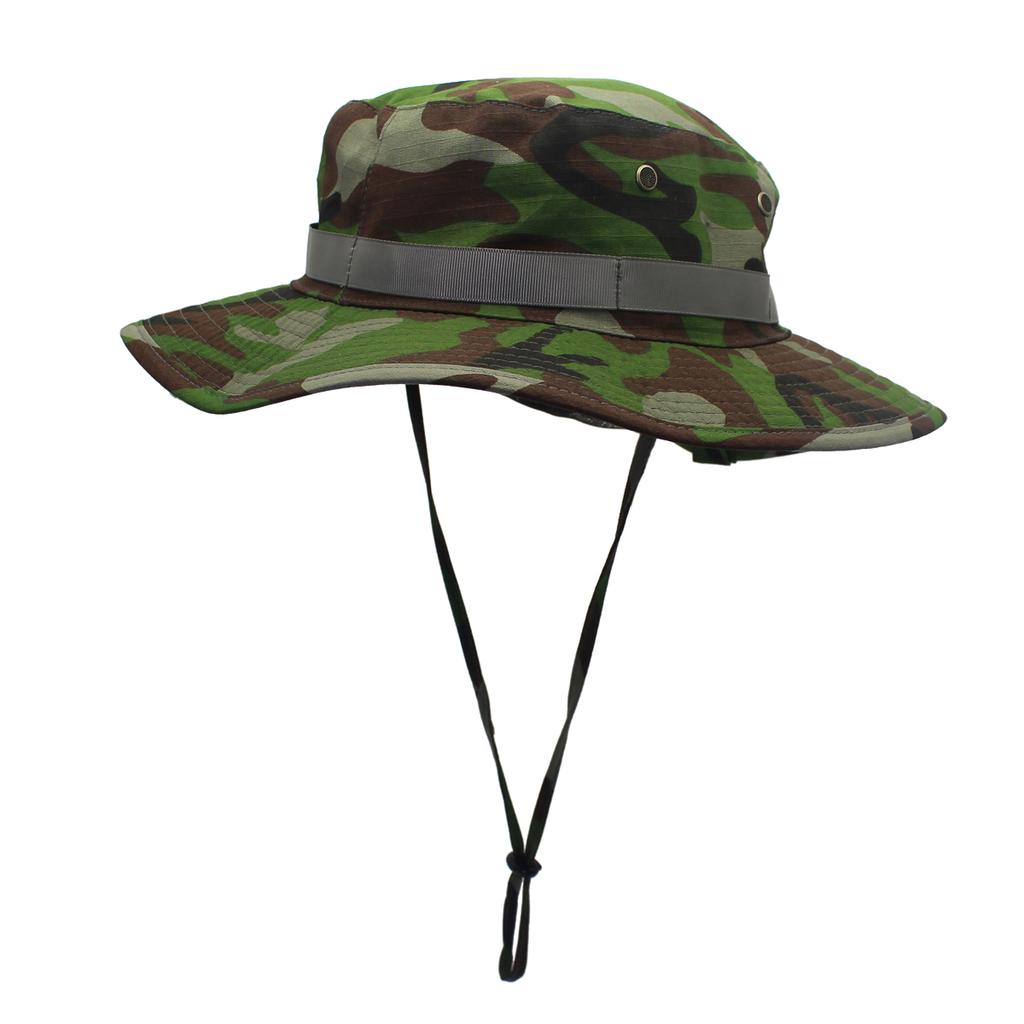 Latest Summer Camo Fisherman Leisure Bucket Camping Hiking Travel Fishing Mountaineering Sombrero Sunshade Bonnie Hat for Women Men
