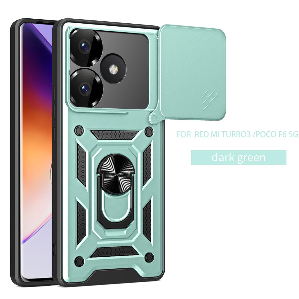 For Xiaomi Poco F6 Case Poco F6 Cover poco f6 Magnetic Ring Holder Armor Phone Case Slide Camera Protect Back Cover