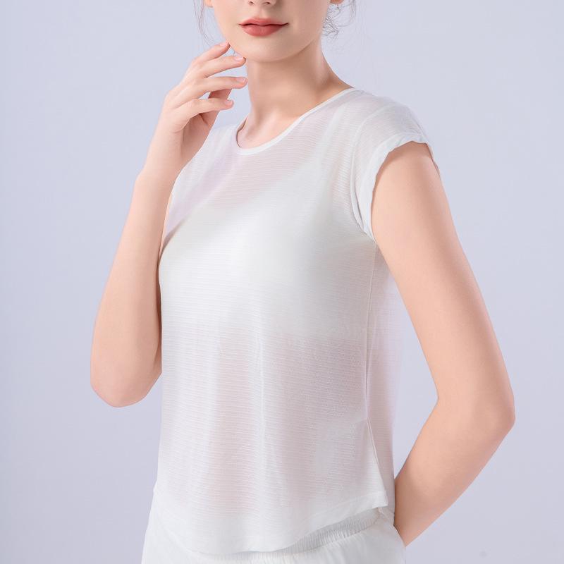 

Women s Yoga Cover-Up: Breathable, Quick-Dry, Short Sleeve Top with Stylish Back Large белый