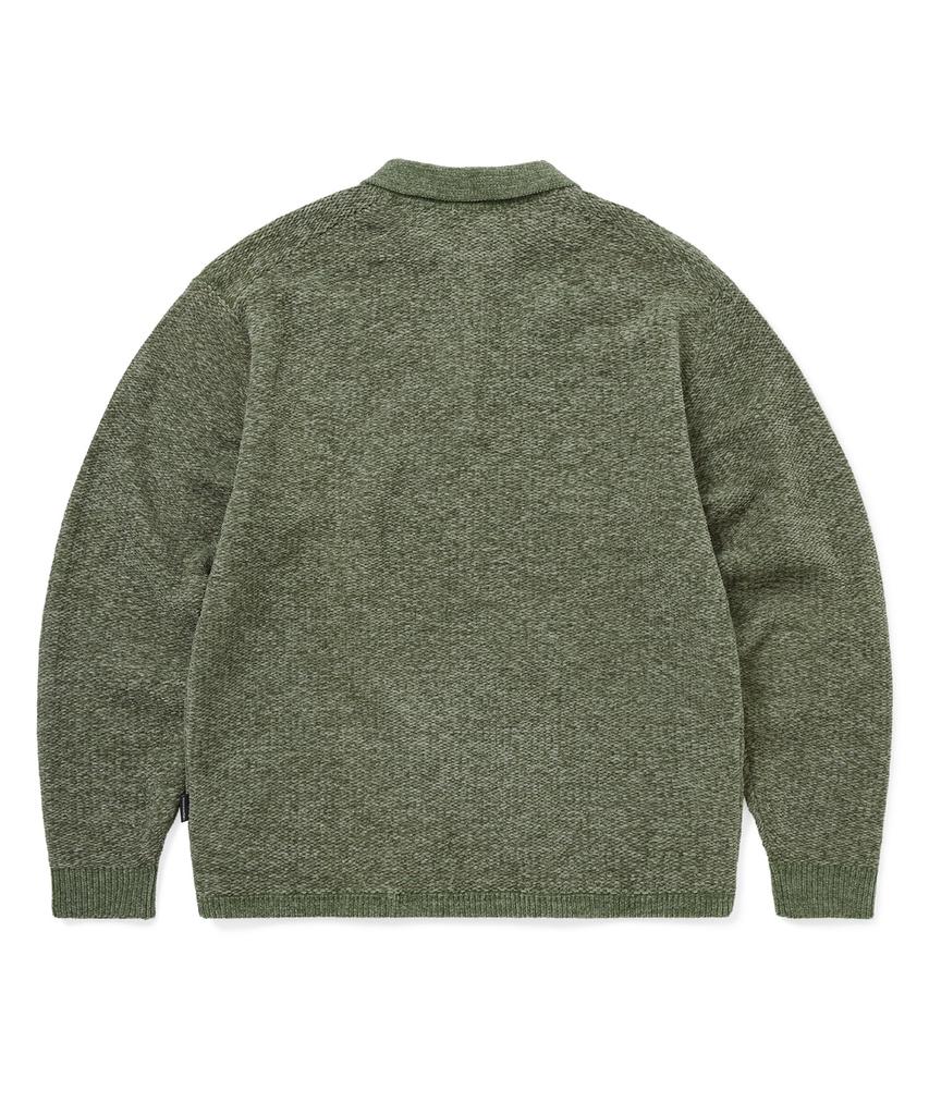THISISNEVERTHAT Velvet Knit Polo Green
