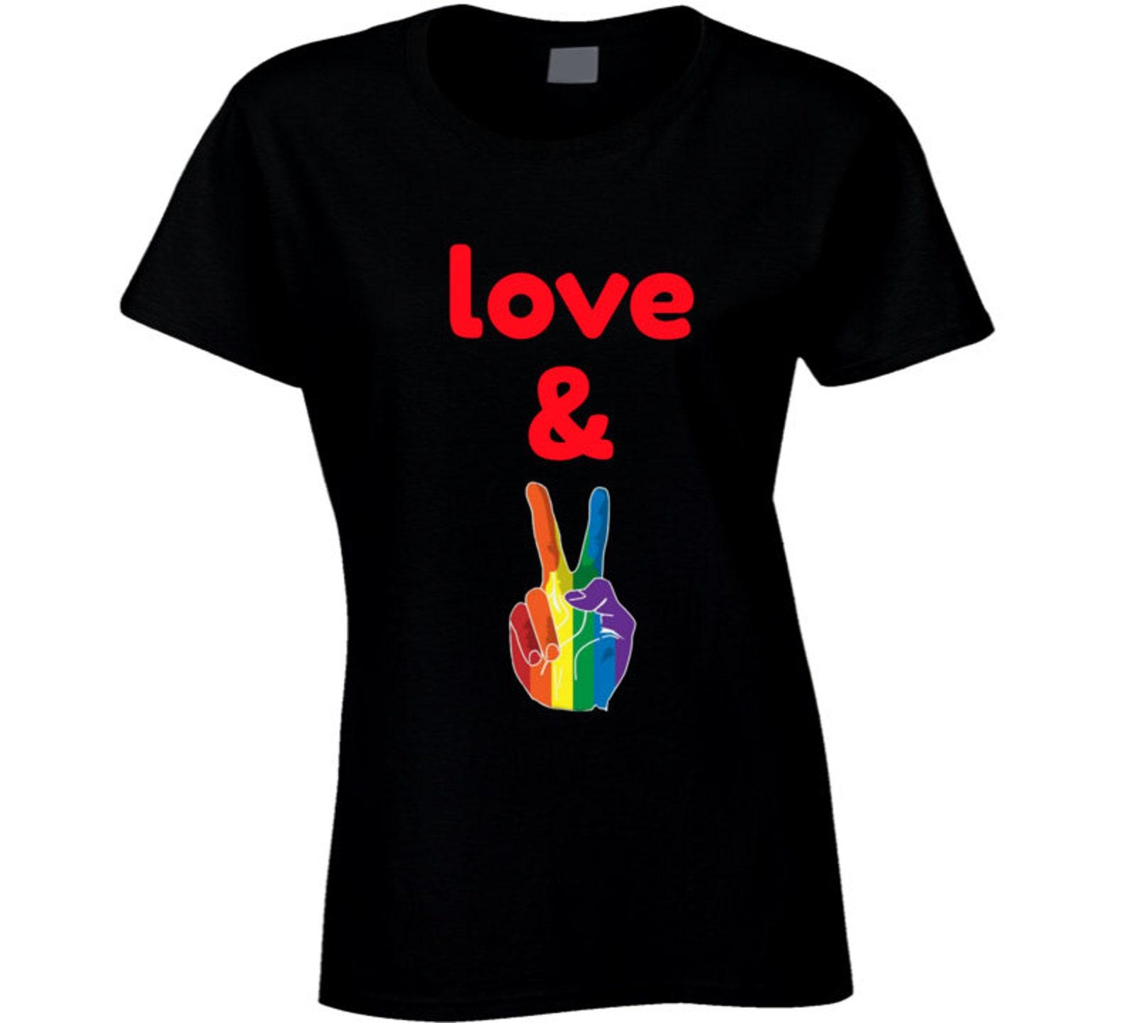 Pride Love & Peace Ladies T Shirt M