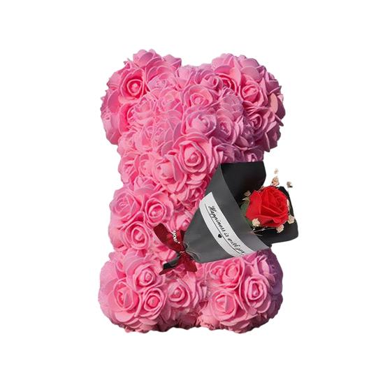 Cute Bear Artificial Rose Flower with Gift Box Valentine's Day Gifts for Mom Wife Grandma Girlfriend Sister In Mother's Day Birthday Anniversary