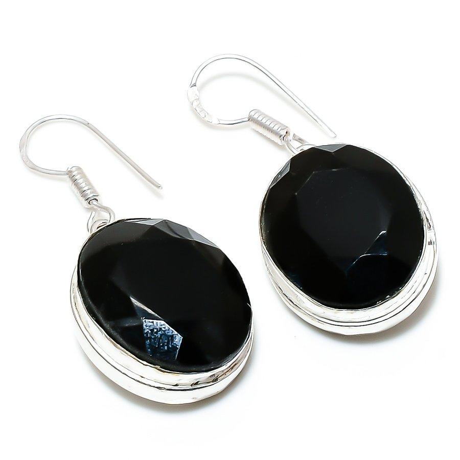 

Black Spinel Gemstone Handmade Ethnic Jewelry Earring 1.62 SR-3097