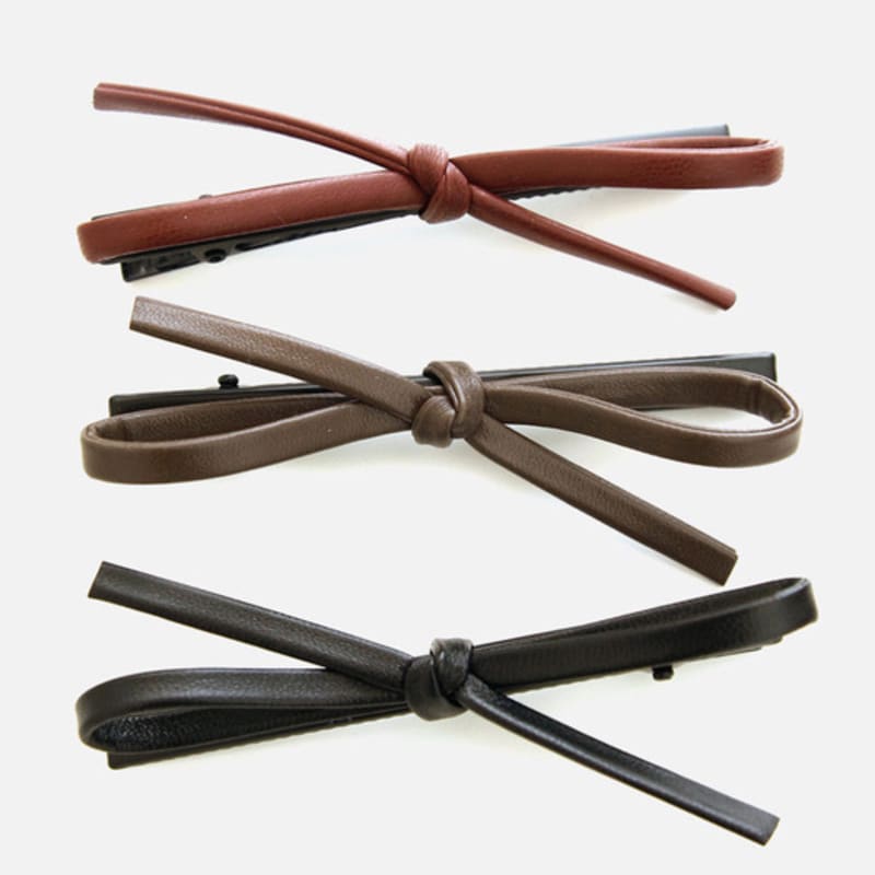 

J.Lauren Tied Ribbon Leather Hair Pin H01336 black