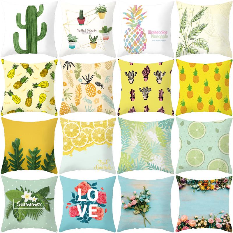 Home Supplies Cute Pastoral Cactus Print Pillow Cover Sofa Cushion Cover