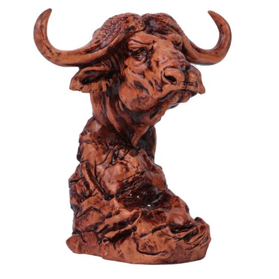 Animal Head Statue Resin Lion Figurine Rhinoceros Statue Retro Style Lion Buffalo Sculpture for Office Bedroom Living Room Decor
