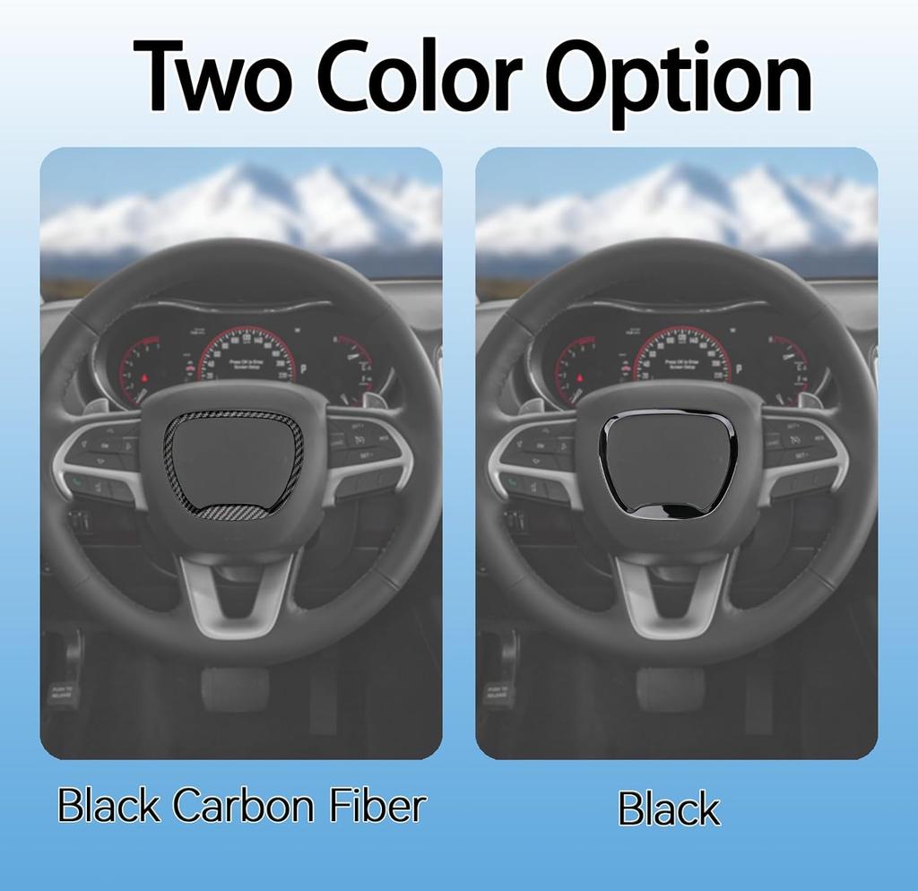 Central Control Steering Button Frame Trim Compatible with Dodge Challenger Durango 2015-2025, Car Interior Decoration Accessories (Black)