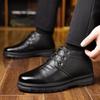 Men's Casual High-Top Leather Winter Shoes - Non-Slip, Warm, Plus Velvet, Ideal for Middle-Aged and Elderly