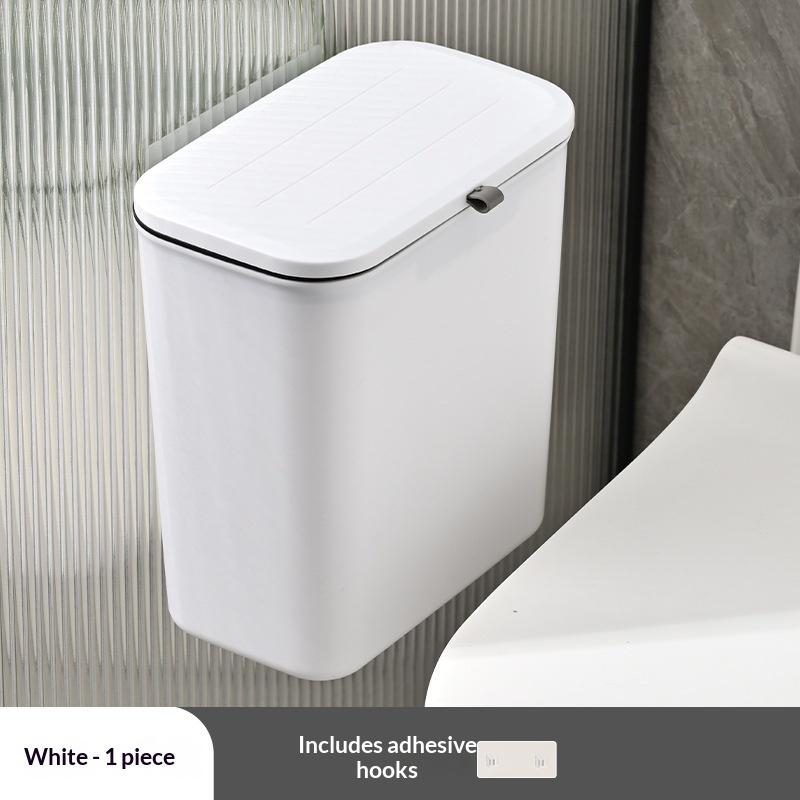 1/2Pcs Effortless Cleanup Space-Saving White Wall-Mounted Trash Bin For Kitchen - Durable Plastic Multi-Functional Garbage