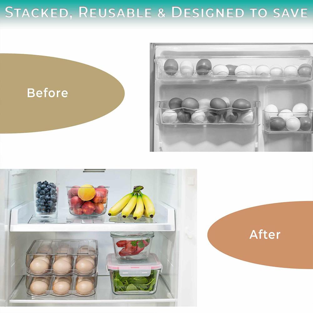 Automatic Rolling Egg Dispenser 1/2/3 Layer Egg Storage Bin Holds 18/32/54 Eggs Sliding Egg Organizer  for Refrigerator