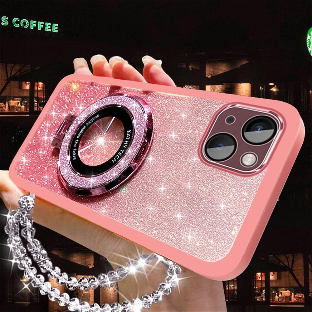 Glitter Crystal Bracelet Phone Holder Case For Samsung S25 S24 S23 S22 Ultra S21 Plus S20 FE Note 20 Soft Silicone Bracket Cover