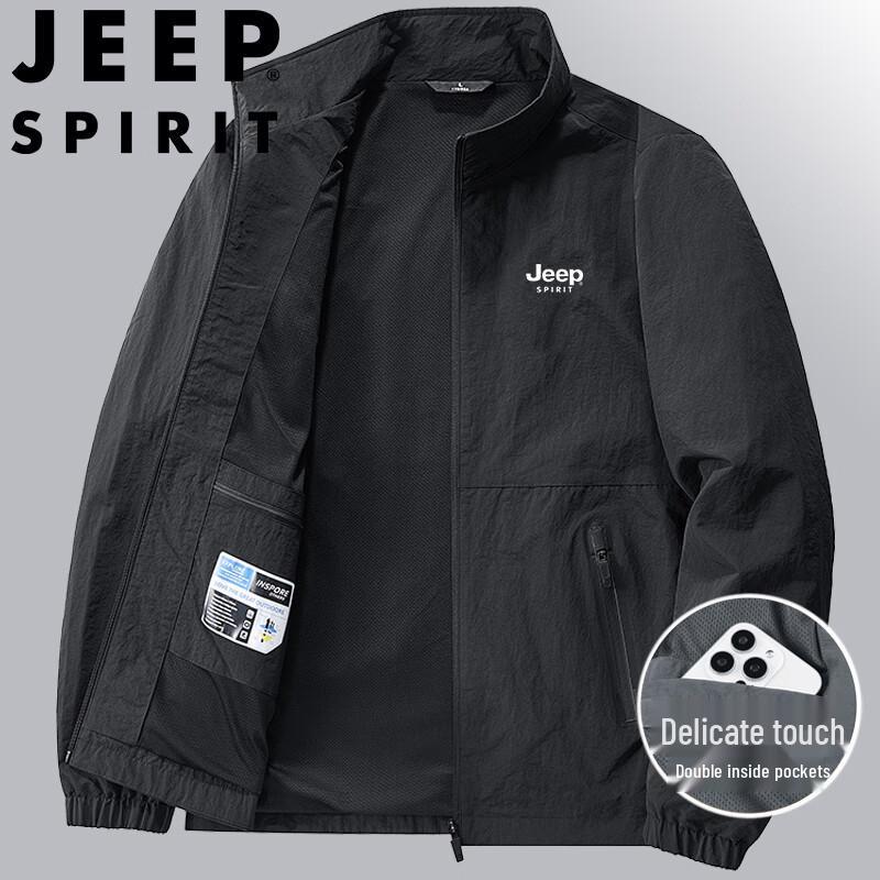 JEEP SPIRIT Men's Plus Size Casual Stand Collar Jacket