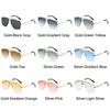 Oversized Double Bridge Frameless Sunglasses Retro Square Frame Men's Shades Outdoor Gradient Lens UV Protection Sun Glasses
