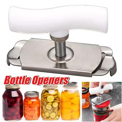 Ouvre-boîte rotatif, ouvre-bouteille réglable, ouvre-couvercle de bocal, outil manuel multifonctionnel d'ouverture de boîte en acier inoxydable