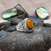 Natural Oval Shape Tiger Eye Solid 925 Sterling Silver Beaded Statement Ring For Women & Girls