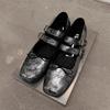 Sheepskin version~ retro polished word with leather ballet shoes women's head Mary Jane single shoes flat-soled small leather shoes