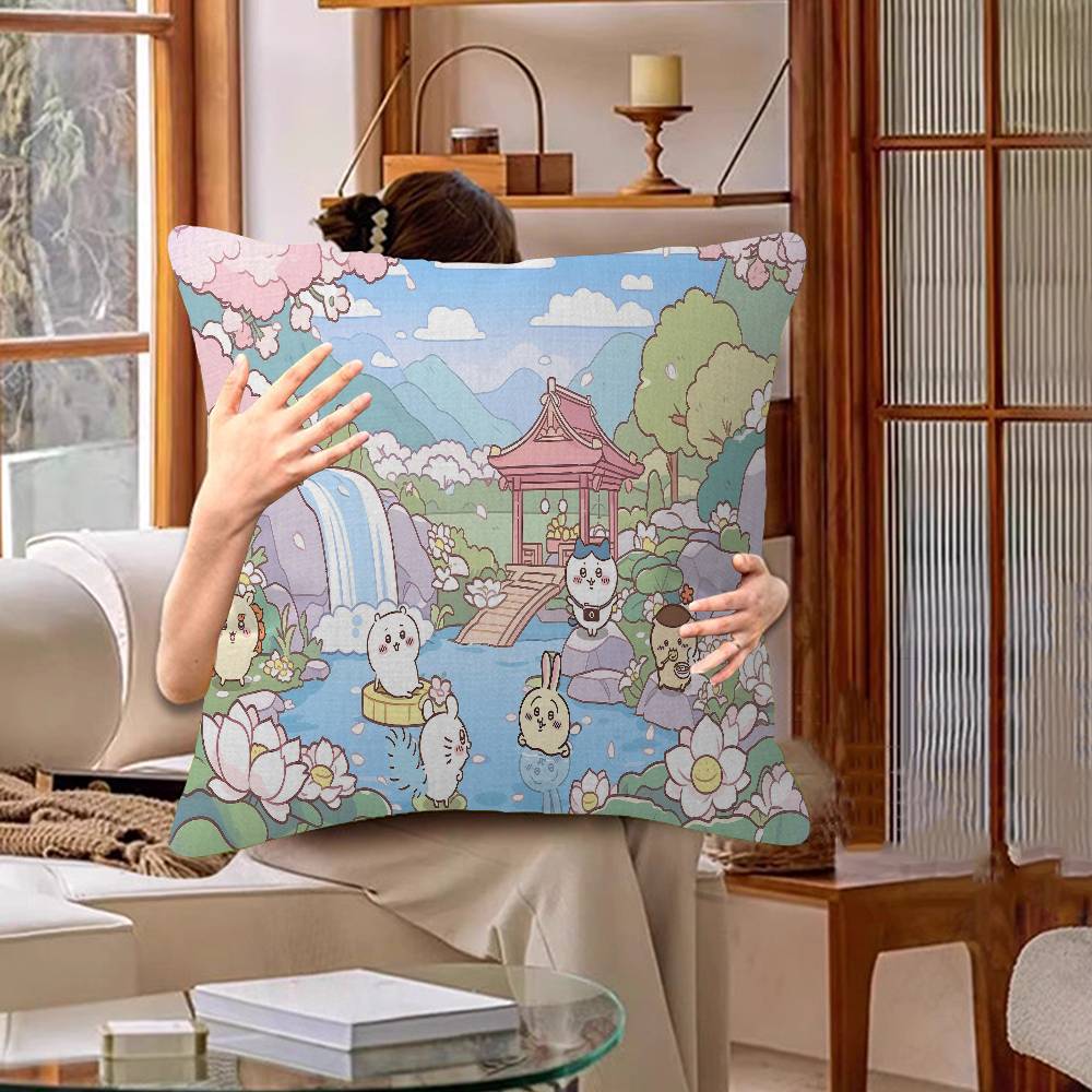 Cute Cartoon C-Chiikawas Pillow Cushion Cover Pillowcase Living Room Sofa Home Decor