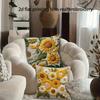 2/4pcs 2D Floral Print 45x45cm Zipper Closure Machine Washable Throw Pillow Covers Soft Sunflower & Daisy Bed Pillowcase