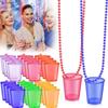 5Pcs Transparent Shot Glass on Beaded Necklace Hanging Plastic Cups  Bridal Showers
