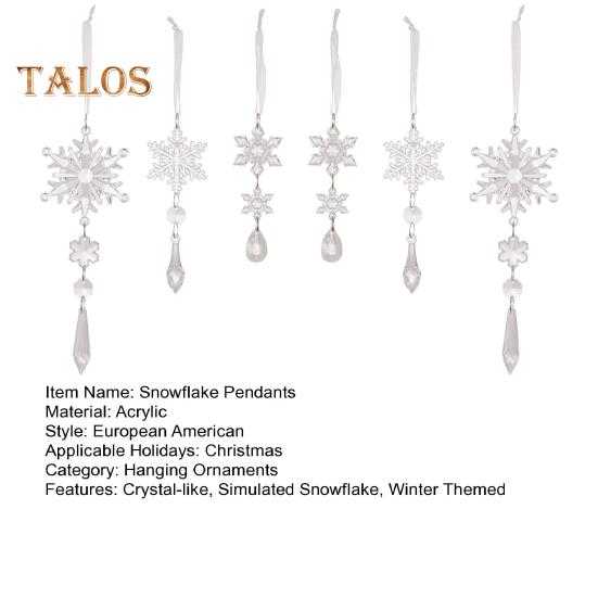 6 stk simulerte snøfnugganheng Klar akryl snøfnuggpynt som er lett å henge Faux snøfnuggdekorasjoner til vintereventyrfesten jul