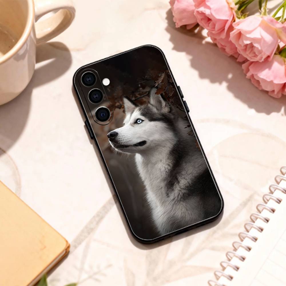 Cute Siberian Husky Dog phone Case For Samsung Galaxy A73,A72,A71,A70,A53,A52,A51,Others Soft Black Shell