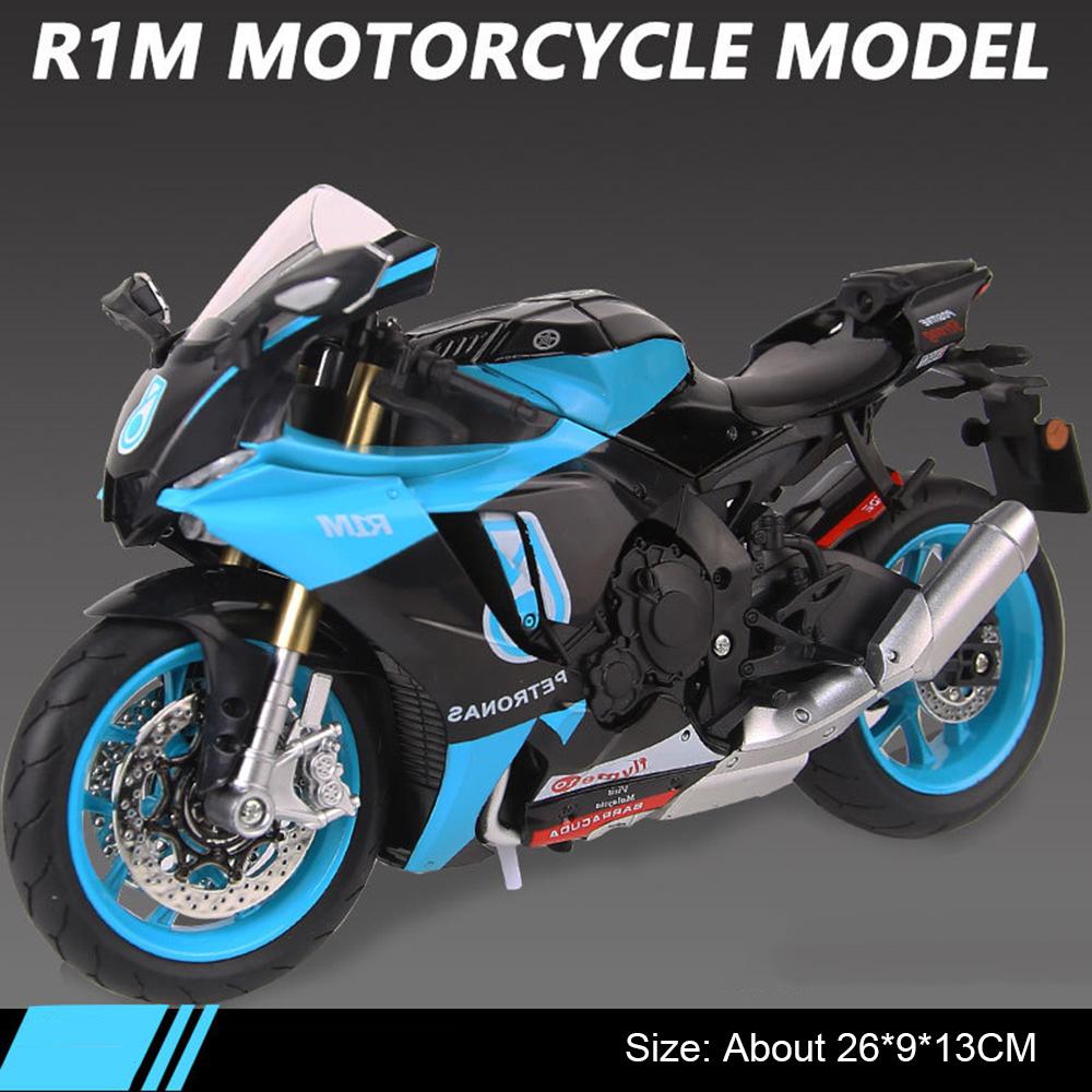 1:9 R1M SUZUKI GSX-1000R Motorcycle Model Toy Alloy Diecast Supportable Tripod Simulation Off-road Motor Models Toys Kids Gifts