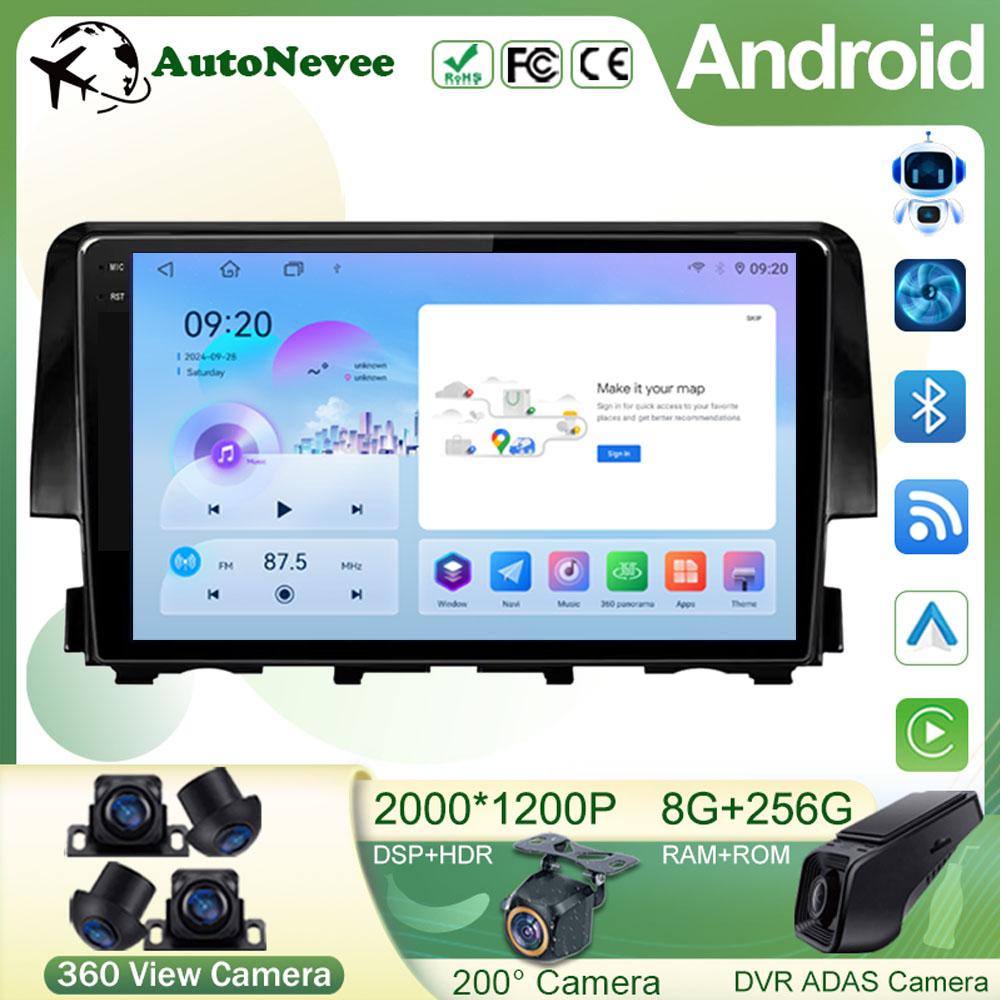 

Android 14 For Honda Civic 10 FC FK 2015 - 2020 Car Radio Multimedia Video Player Android Auto Wireless Adapter