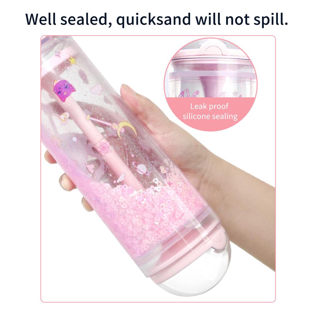 Buy NBX Lifting Pencil Case 360Degree Quicksand Cute Cartoon Pattern Transparent Stationery Box