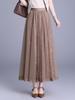 Spring 2026 Sequin Mesh A-line Midi Skirt - Slimming, Drapey, Fashionable, Casual Wear