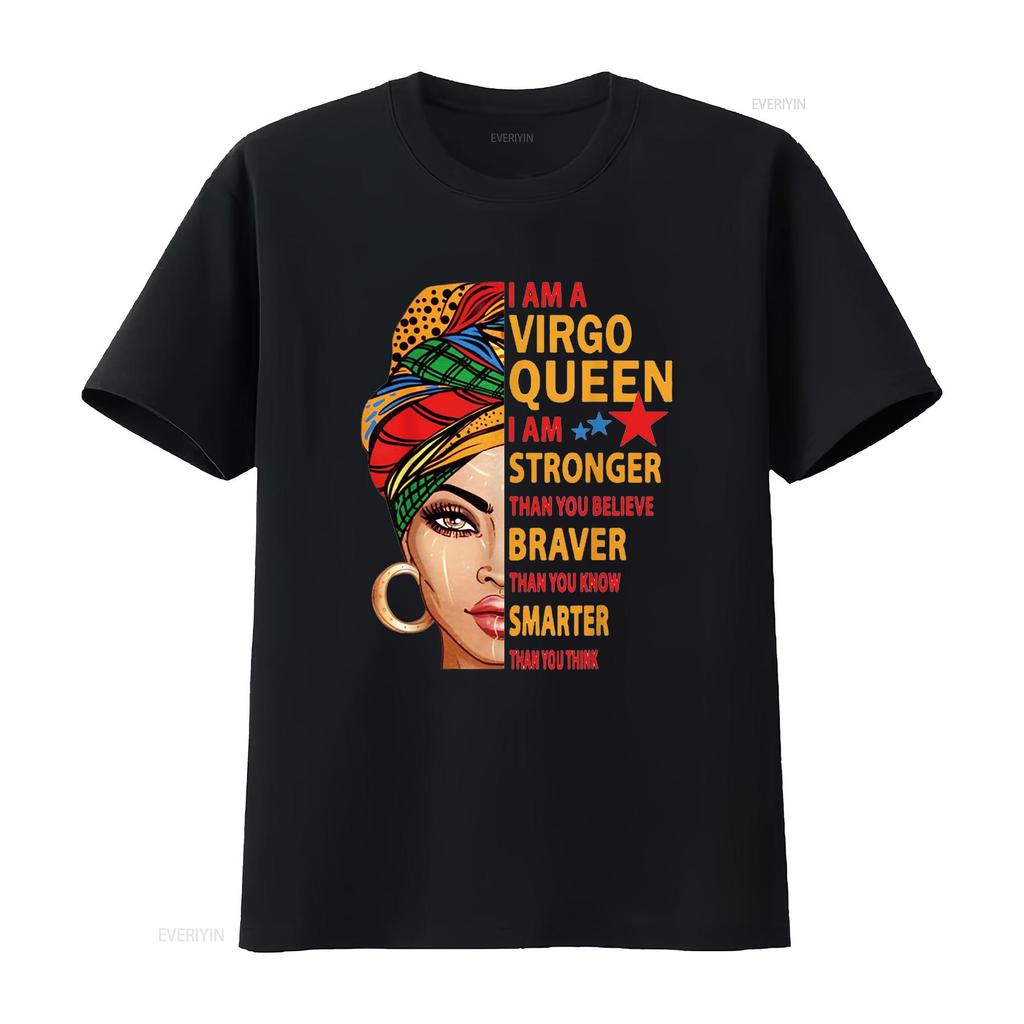 Virgo Queen I Am Stronger Birthday Gift for Zodiac T Shirt Vintage Washed Stretched Stylish Slightly Comfortable Homme Unisex