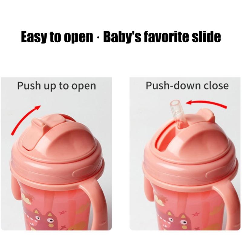 Twin Handle Baby Water Bottle Large Capacity Safe Training Drink Cup for Infants Learning To Drink Independently