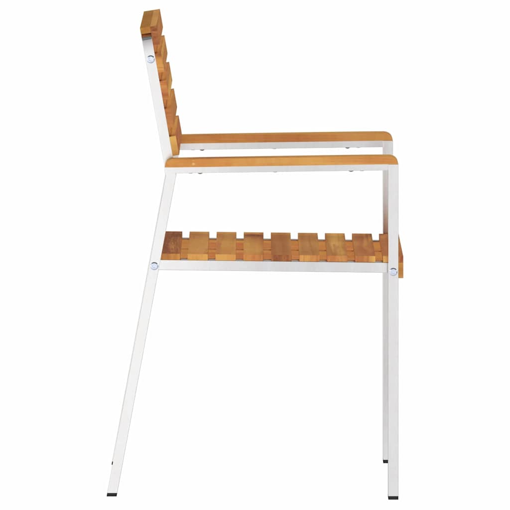 Garden Chair 6 pcs Solid Acacia Wood and Stainless Steel