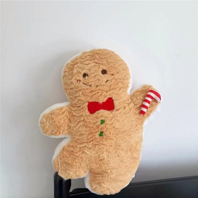 Christmas Plush Pillow With Cartoon Gingerbread Man Design For Holiday Decor And Gifts