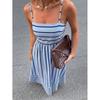 Europe, America 2026 Summer New Retro Striped Fashion Versatile Holiday Long Suspender Dress