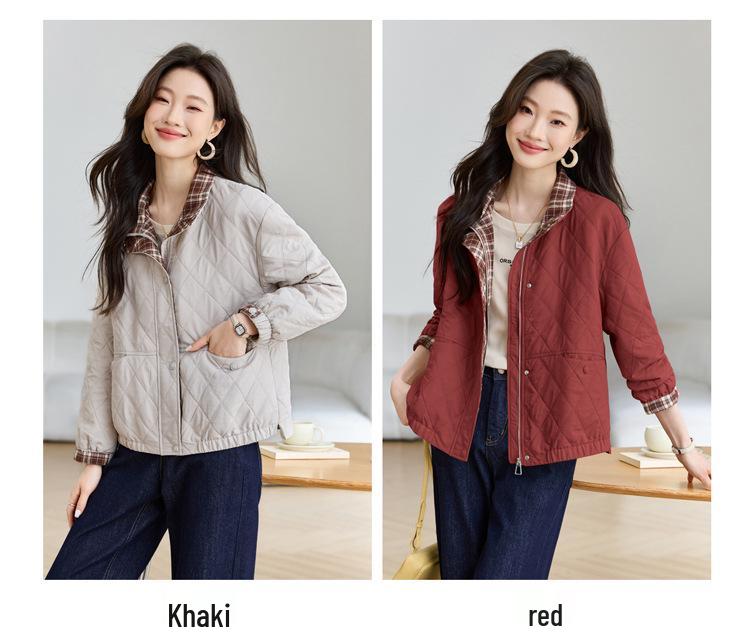 Petite Women's Trendy Plaid Patchwork Slimming Jacket
