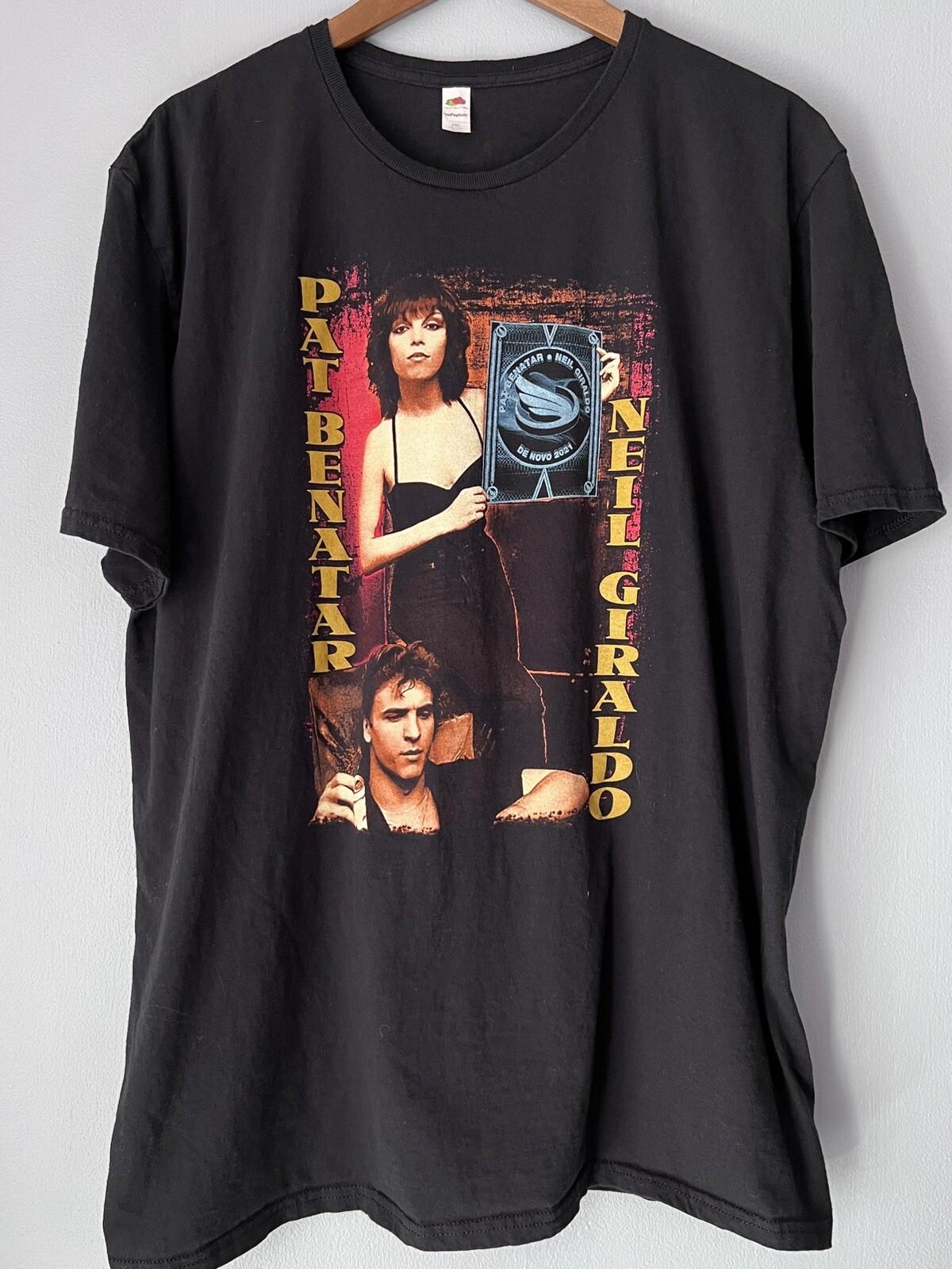 Pat Benatar Neil Giraldo Tour T Shirt De Novo 2021 Black Graphic Tee Women’s 2XL XXL