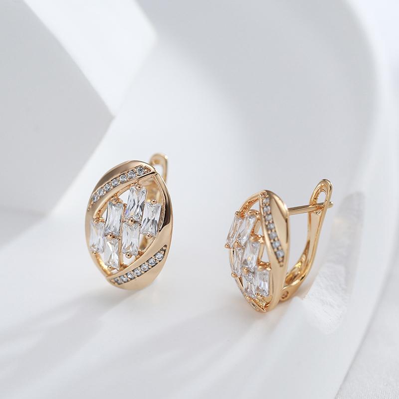 New  Rose Gold Color Earrings Daily Fashion Wedding Jewelry Luxury For Women Natural Zircon Earrings Pendant Jewelry