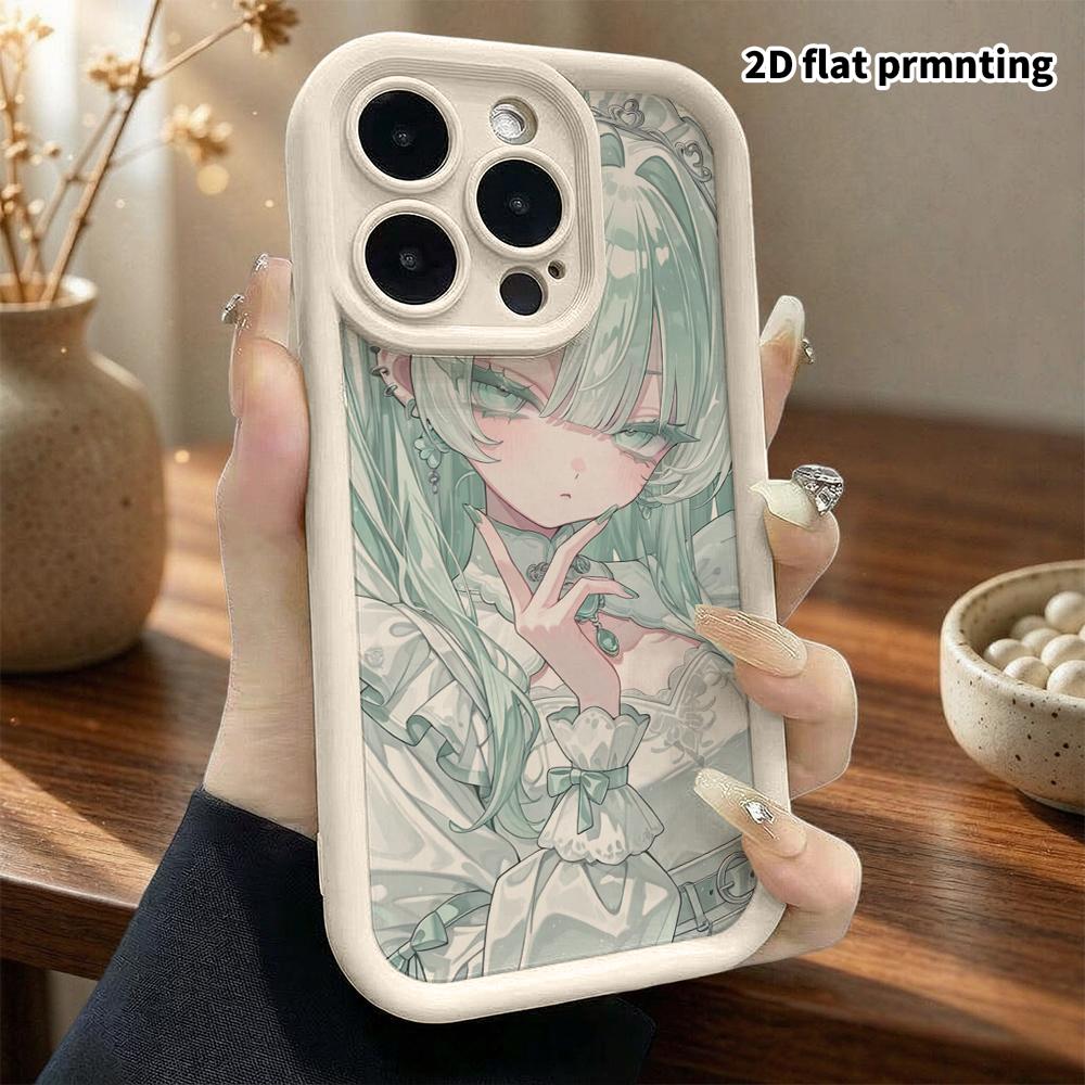 Phone Case: 2D Flat, Suitable for iPhone 18 17 16 15 14 13 Pro Protective Case, Twin-tail Girl, Perfect Christmas and Halloween Holiday Gift