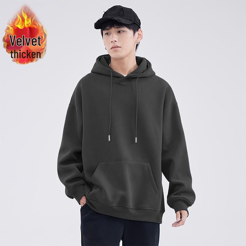 Yu Wenle Retro Hoodie - Men's Trendy Heavyweight Pullover for Spring & Autumn
