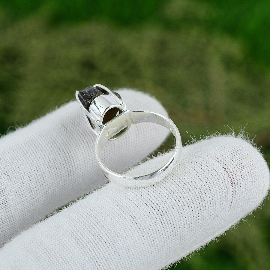 Mothers day Deal 925 Silver Natural Hessonite Rough Stackable Sister Ring US 6.5