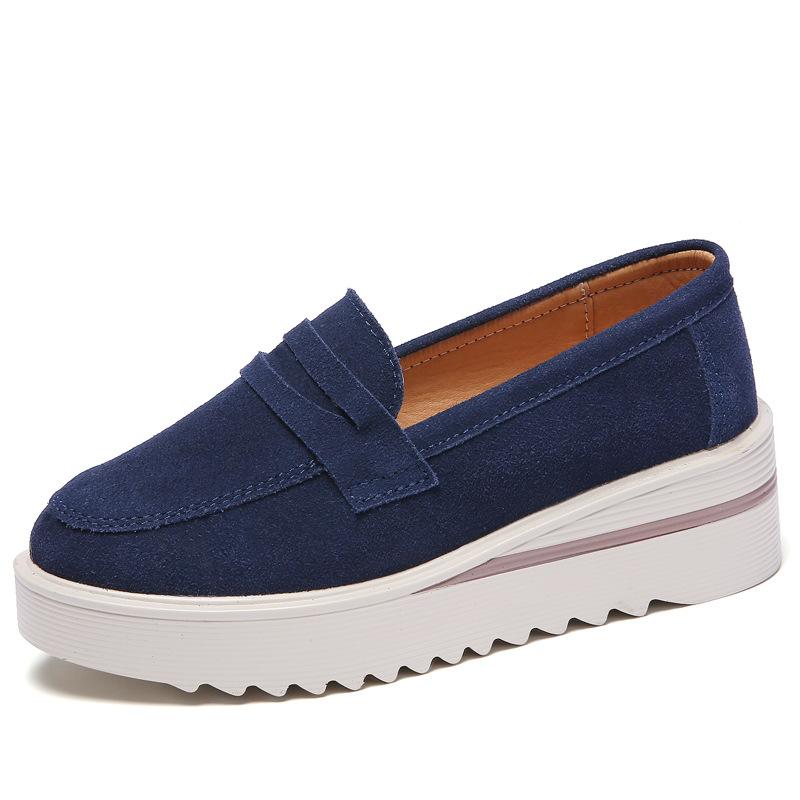 Macrame Women Walking Shoes Fashion Wedge Heels Non-slip Platform Shoes Cow Suede Casual Shoes Middle-aged Mother Loafers