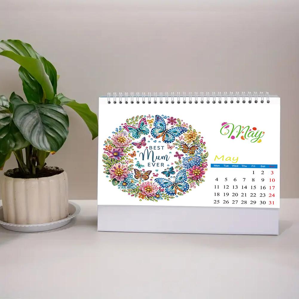 5D/DIY Calendar Diamond Painting Calendar Kit Partial Drill Diamond Art Paper Desk Calendar Multi-Purpose for Home Office Decor
