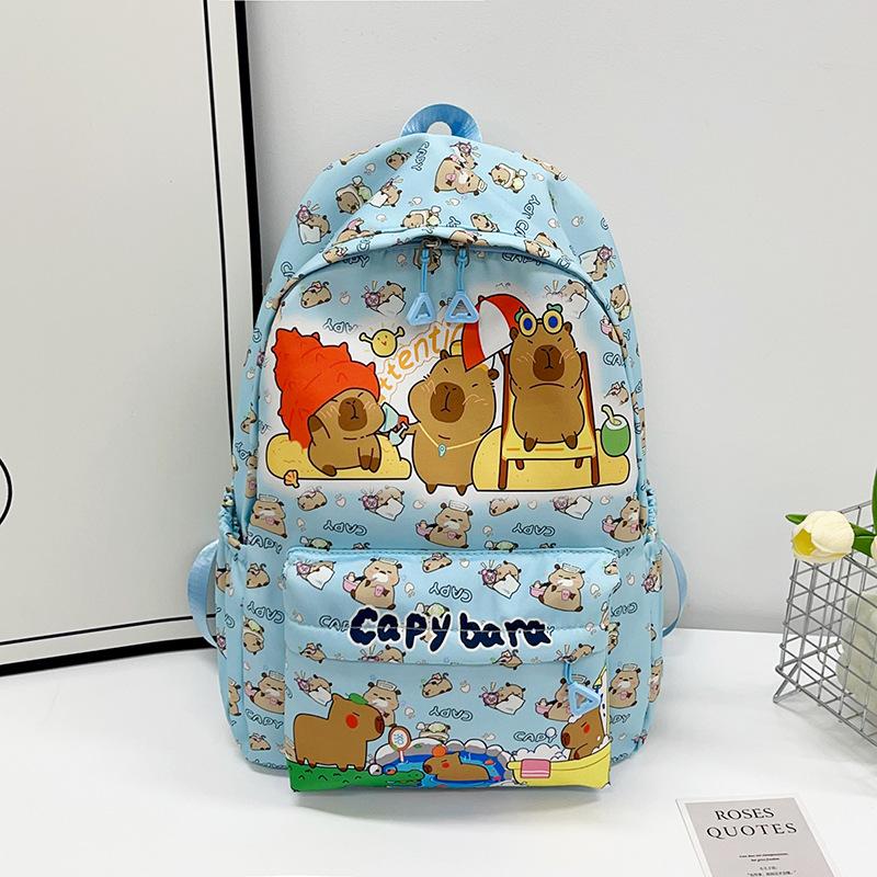 School Bag Female New Cartoon Primary and Secondary School Students Cute Backpack Printed Capybara Student Bag